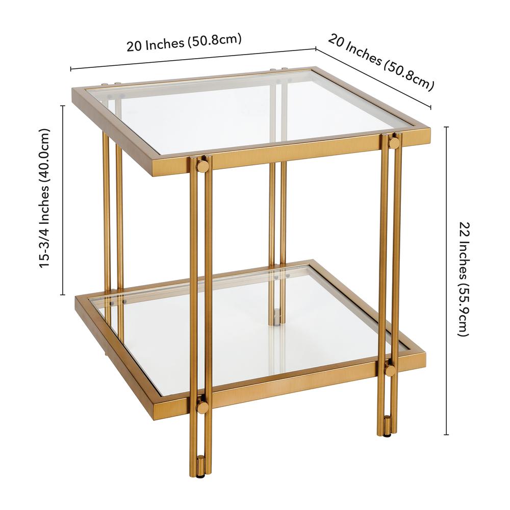 Inez 20'' Wide Square Side Table in Brass. Picture 5