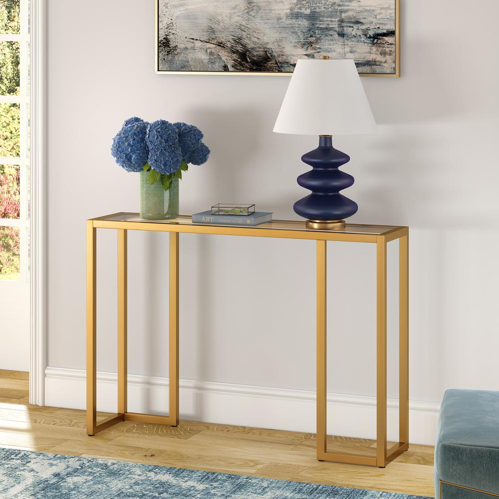 Oscar 42'' Wide Rectangular Console Table in Brass. Picture 2