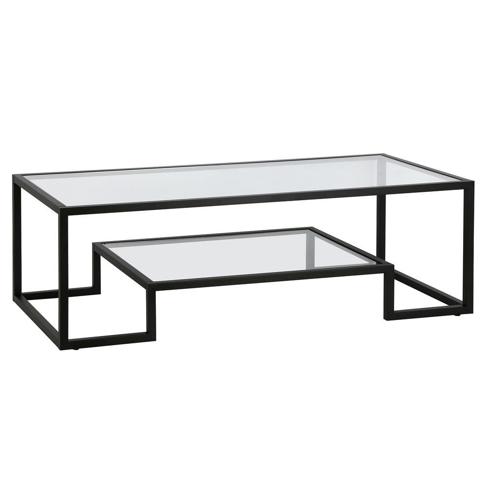 Athena 54'' Wide Rectangular Coffee Table in Blackened Bronze. Picture 1