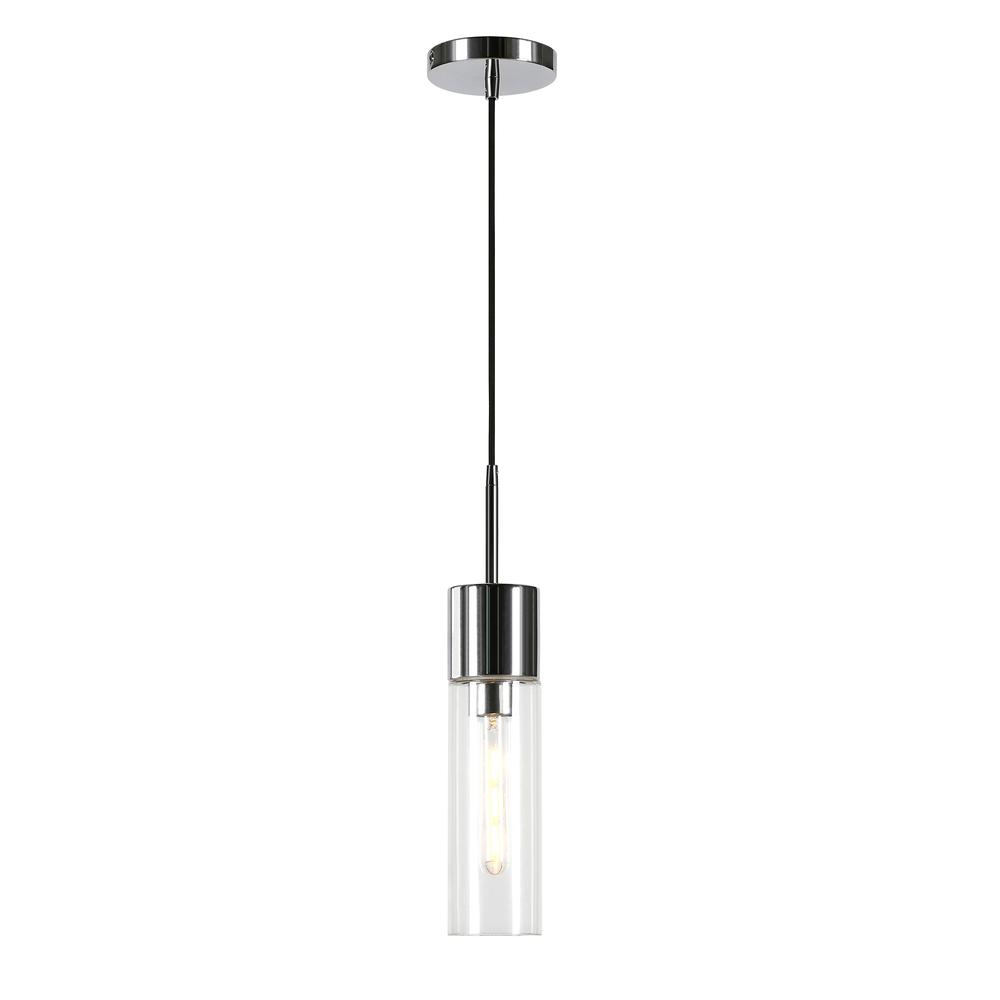 Lance 3.5" Wide Pendant with Glass Shade in Nickel/Clear. Picture 3