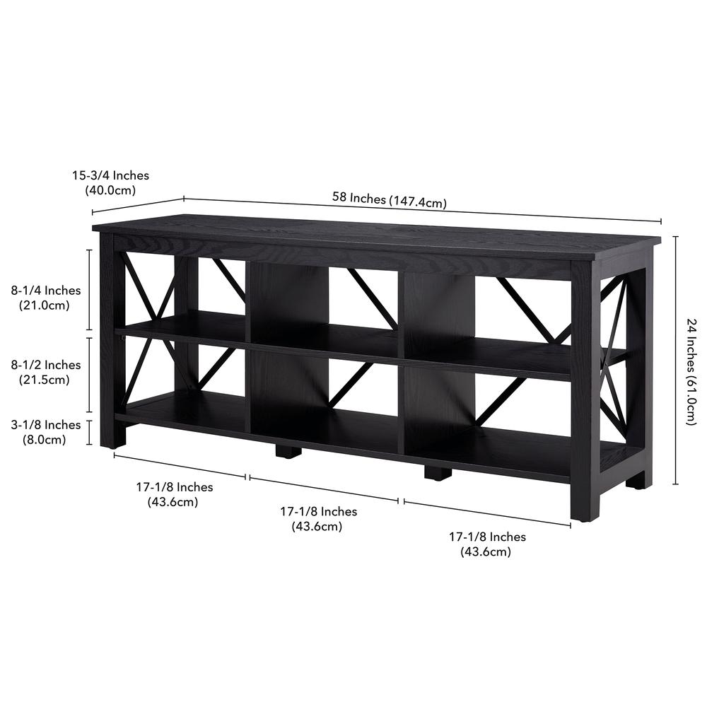 Sawyer Rectangular TV Stand for TV's up to 65" in Black. Picture 5
