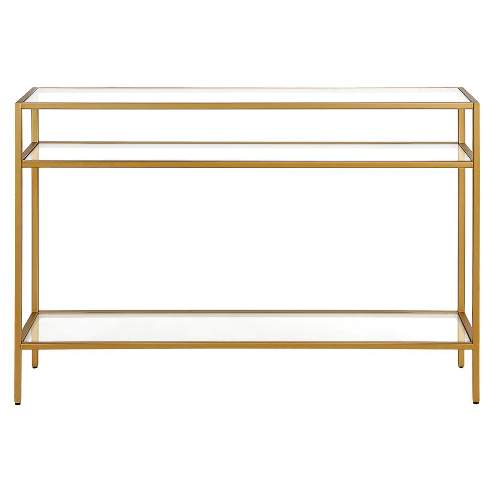 Siviline 42'' Wide Rectangular Console Table in Brass. Picture 3
