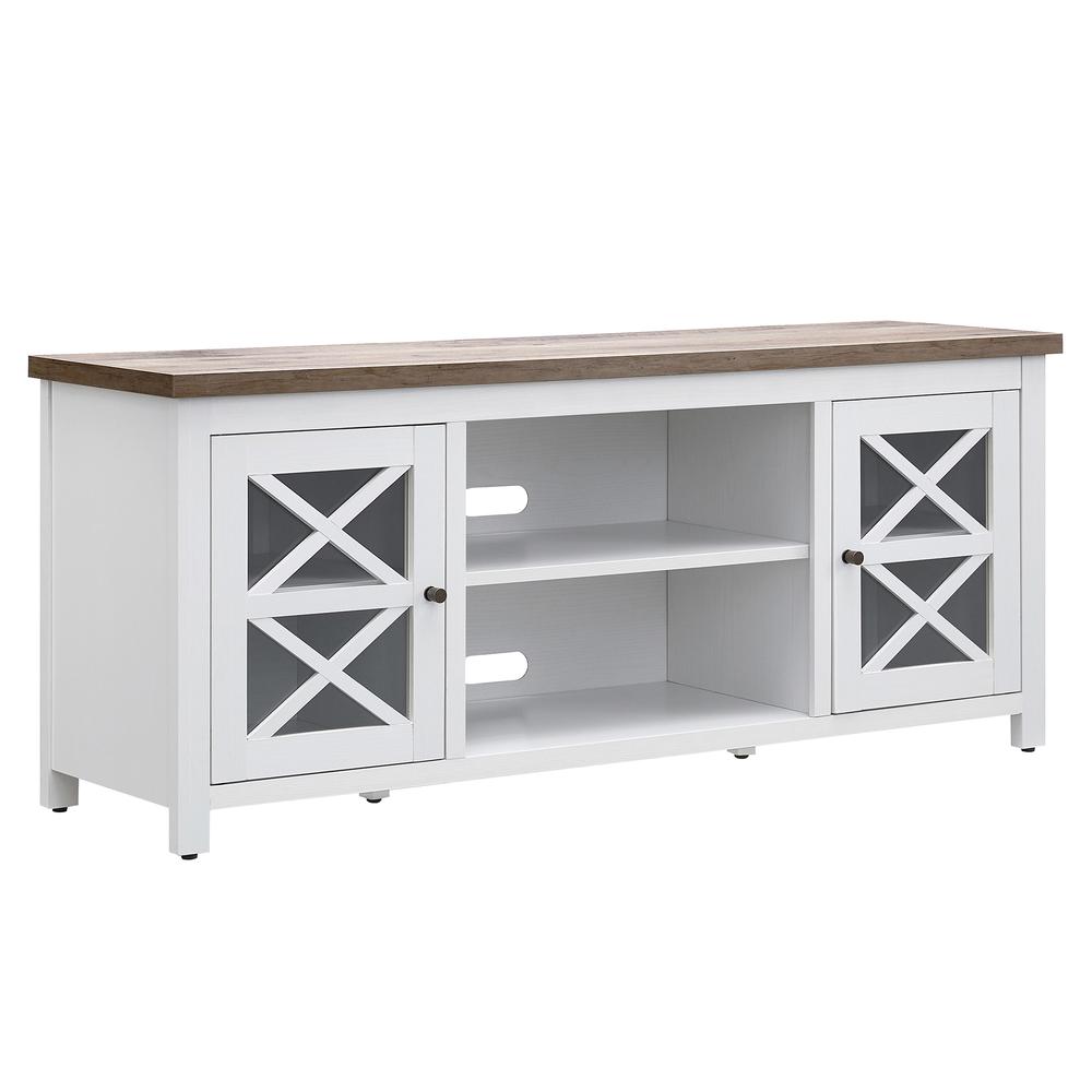 Colton Rectangular TV Stand for TV's up to 65" in White/Gray Oak. Picture 1
