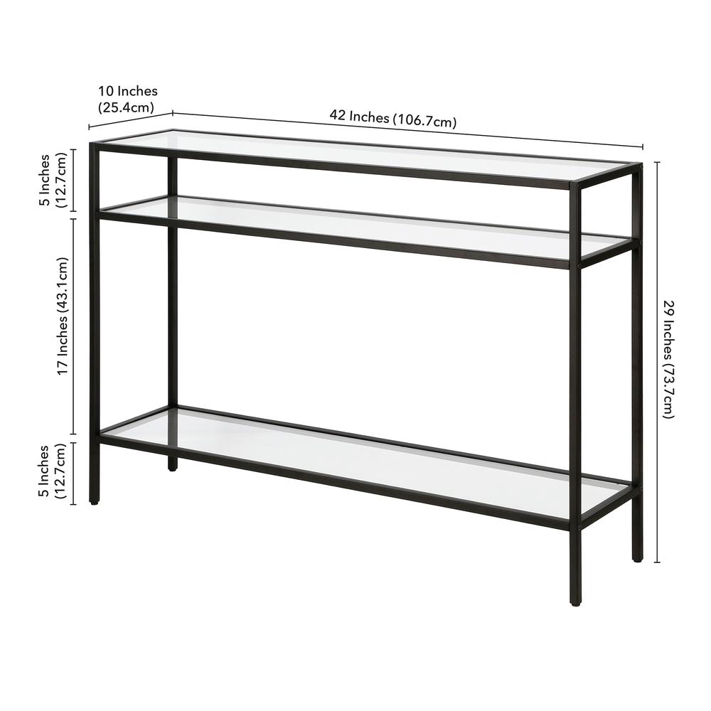 Siviline 42'' Wide Rectangular Console Table in Blackened Bronze. Picture 6