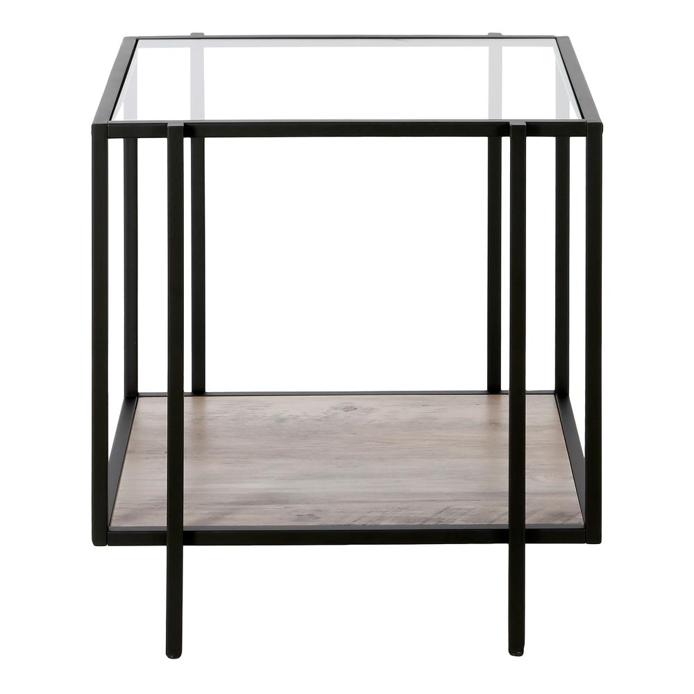 Vireo 20'' Wide Square Side Table with MDF Shelf in Blackened Bronze/Gray Oak. Picture 3