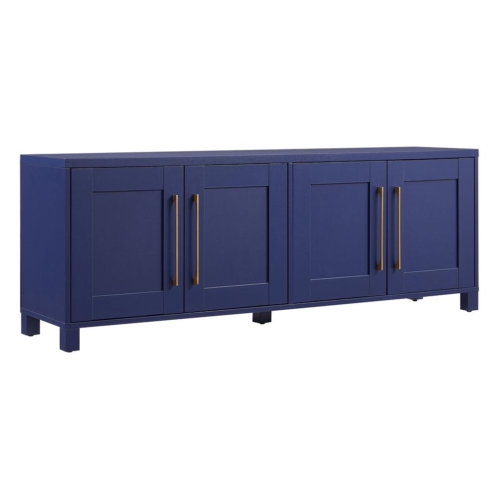 Chabot Rectangular TV Stand for TV's up to 75" in Dark Blue. Picture 1