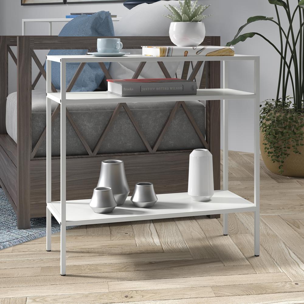 Ricardo 24'' Wide Rectangular Side Table in Matte White. Picture 2