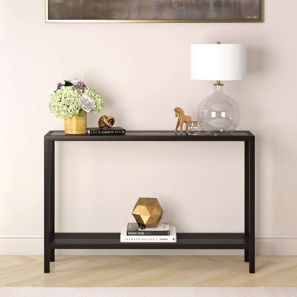 Rigan 46'' Wide Rectangular Console Table in Blackened Bronze. Picture 4