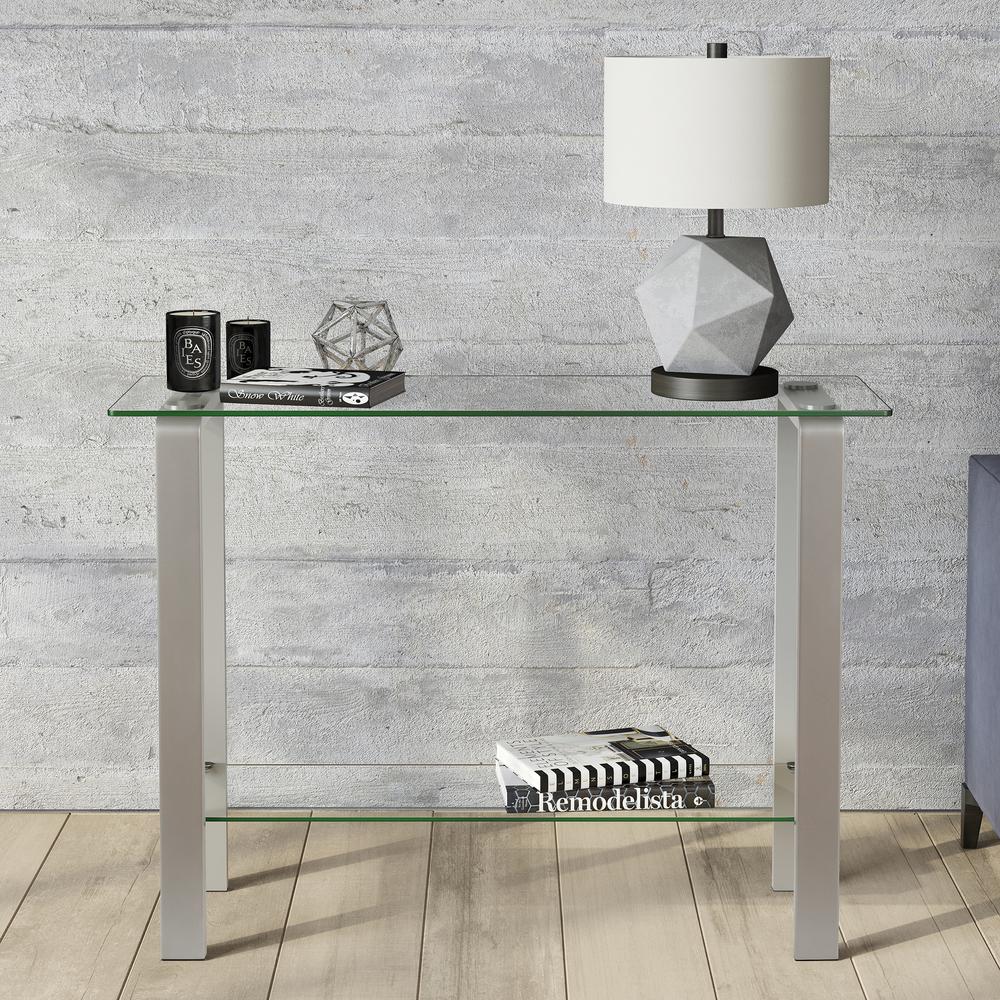 Asta 42'' Wide Rectangular Console Table in Nickel. Picture 4