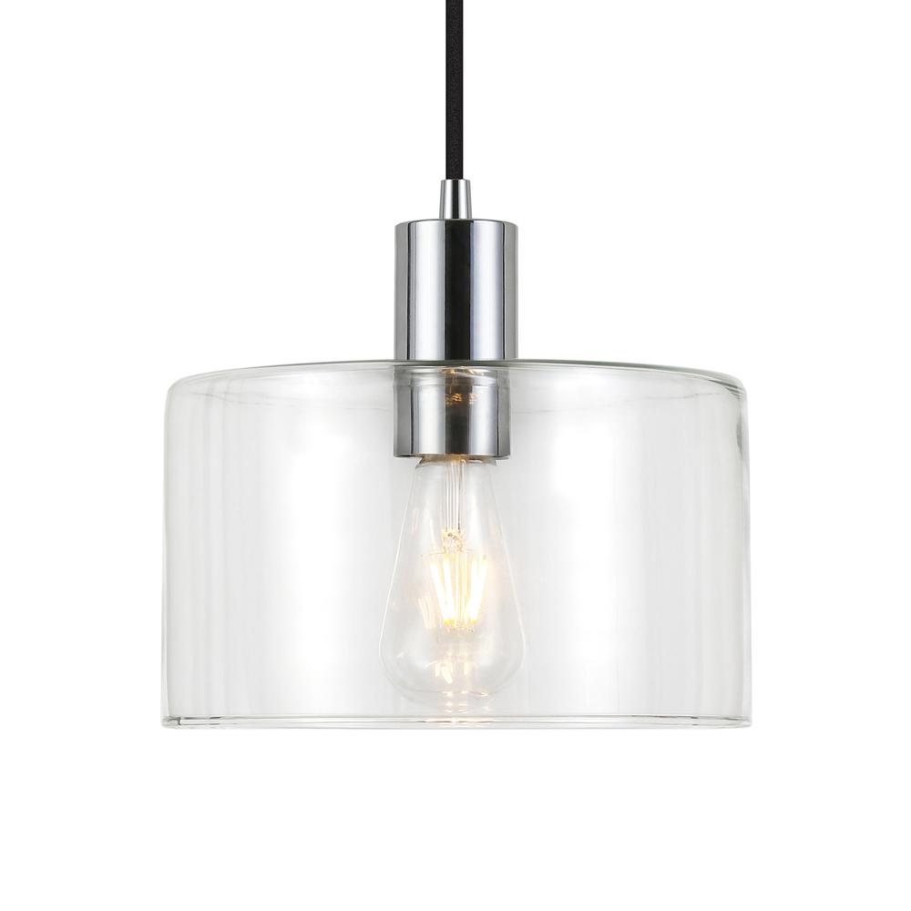 Henri 10" Wide Pendant with Glass Shade in Polished Nickel/Clear. Picture 3