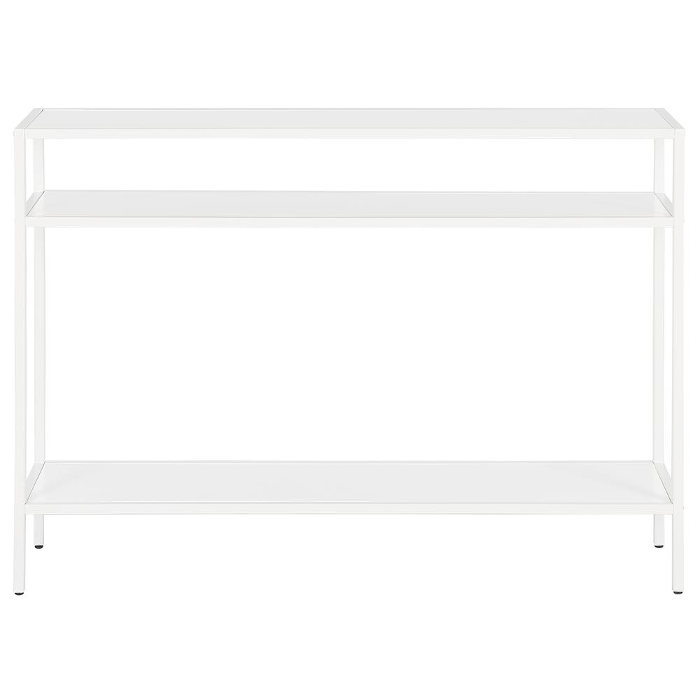 Ricardo 42'' Wide Rectangular Console Table with Metal Shelves in Matte White. Picture 3