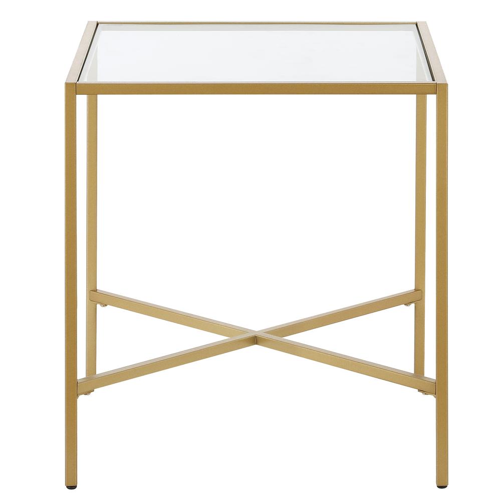Henley 20'' Wide Square Side Table in Brass. Picture 3