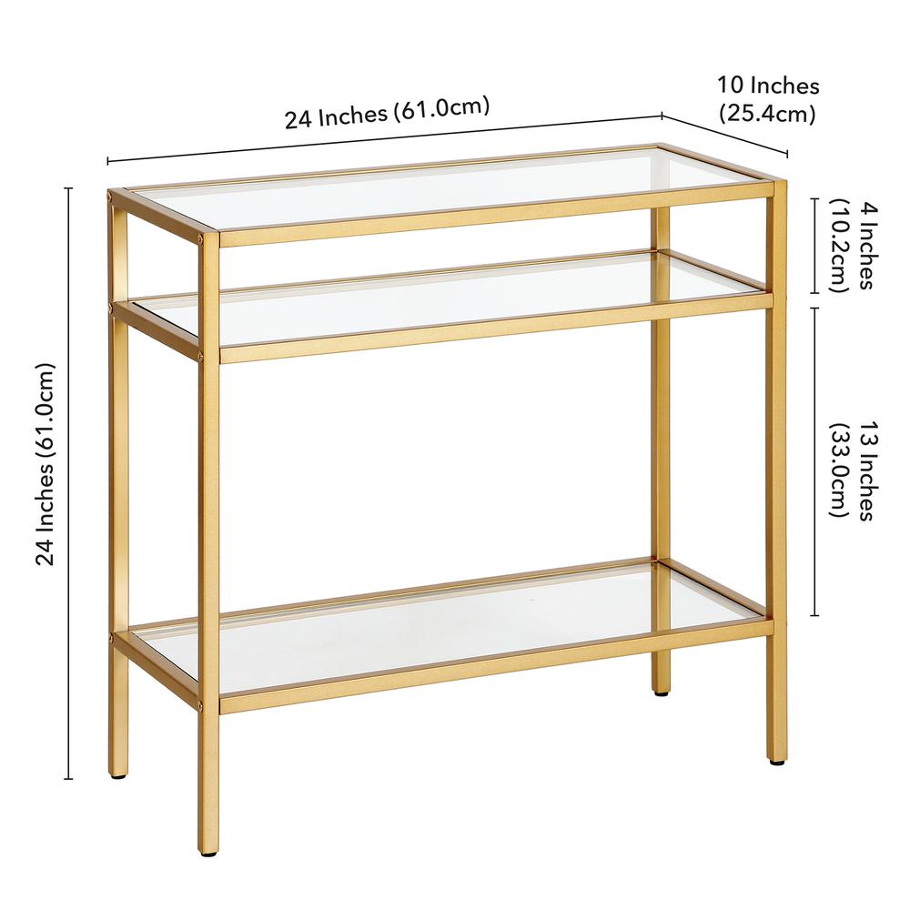Sivil 24'' Wide Rectangular Side Table in Brass. Picture 5