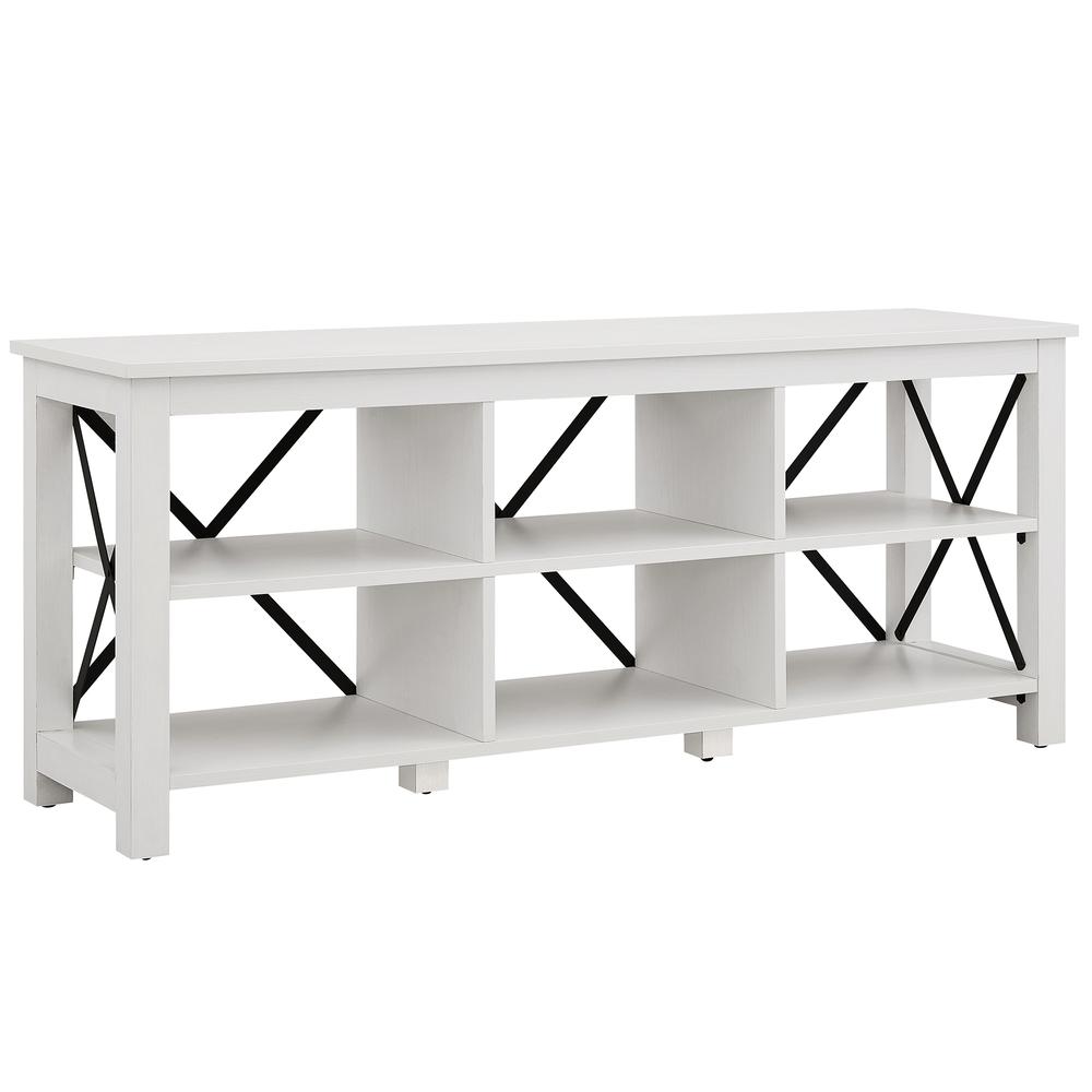 Sawyer Rectangular TV Stand for TV's up to 65" in White. Picture 1