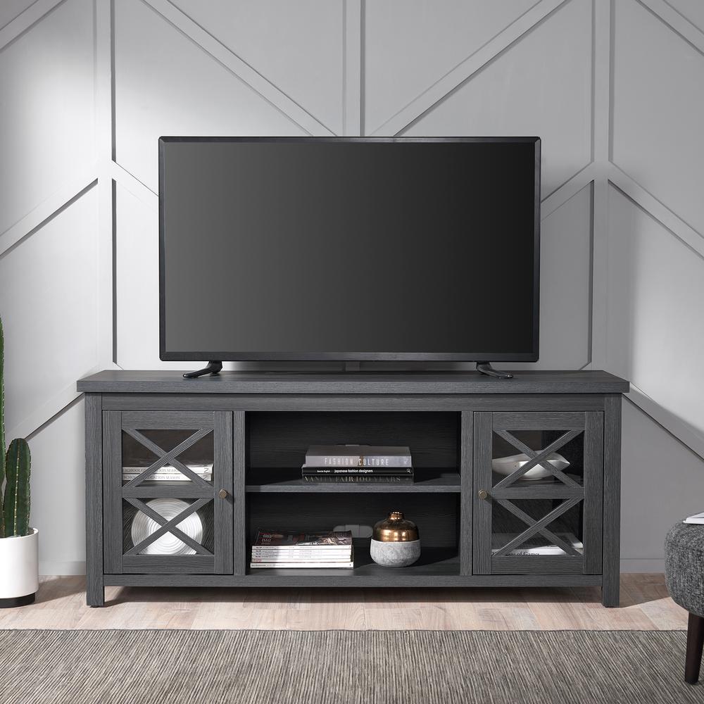 Colton Rectangular TV Stand for TV's up to 65" in Charcoal Gray. Picture 4