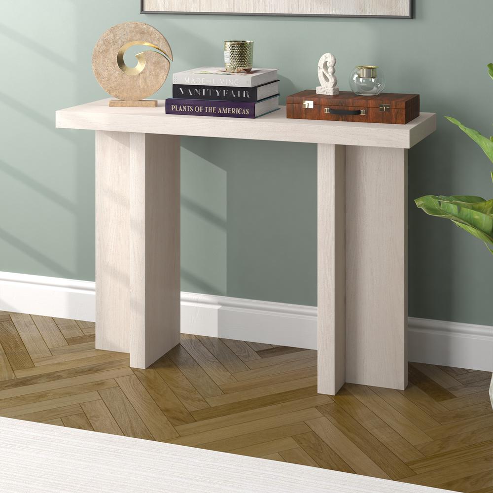 Dimitra 42" Wide Rectangular Console Table in Alder White. Picture 4