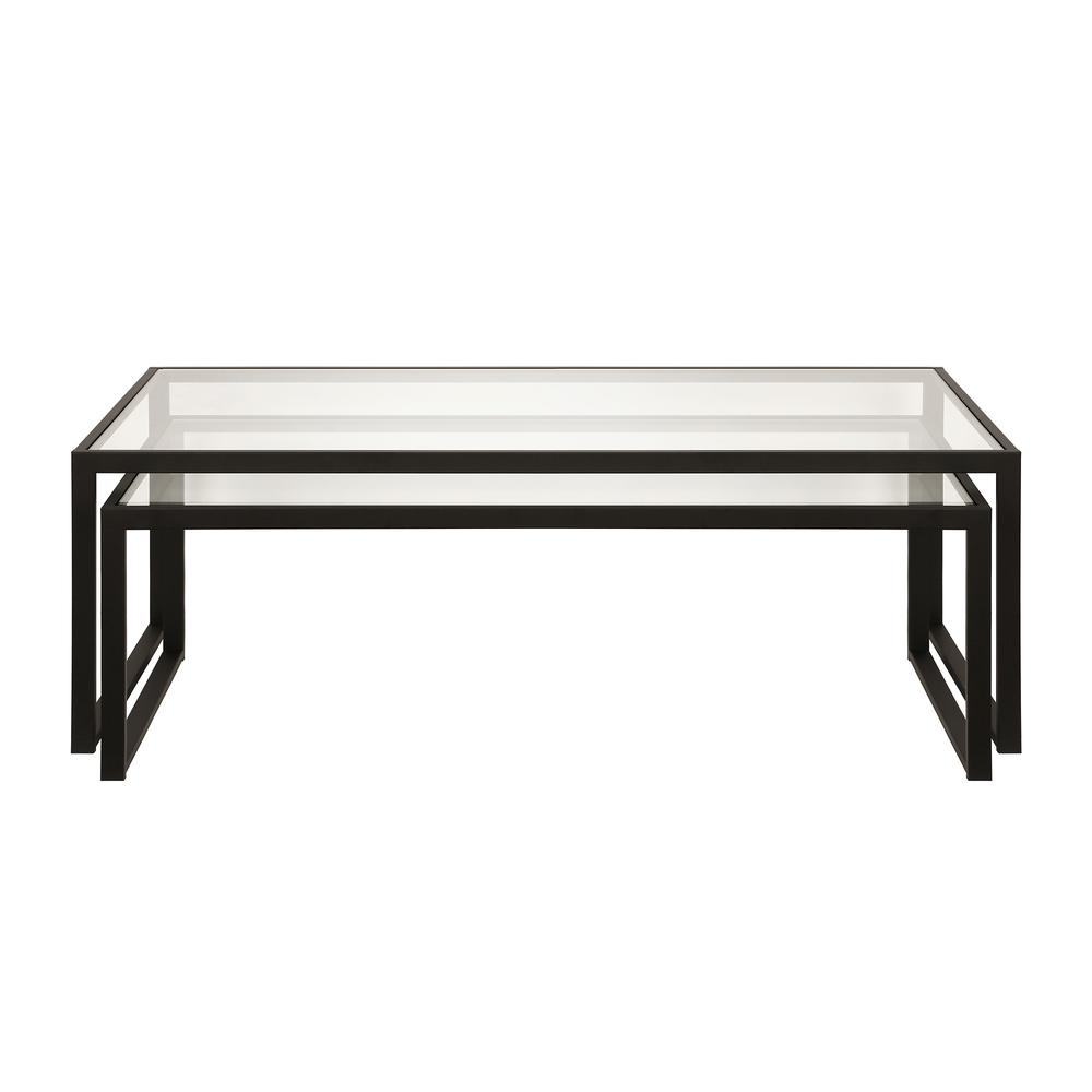 Rocco Rectangular Nested Coffee Table in Blackened Bronze. Picture 3