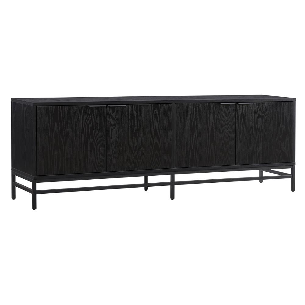 Campello Rectangular TV Stand for TV's up to 78" in Black Grain. Picture 1