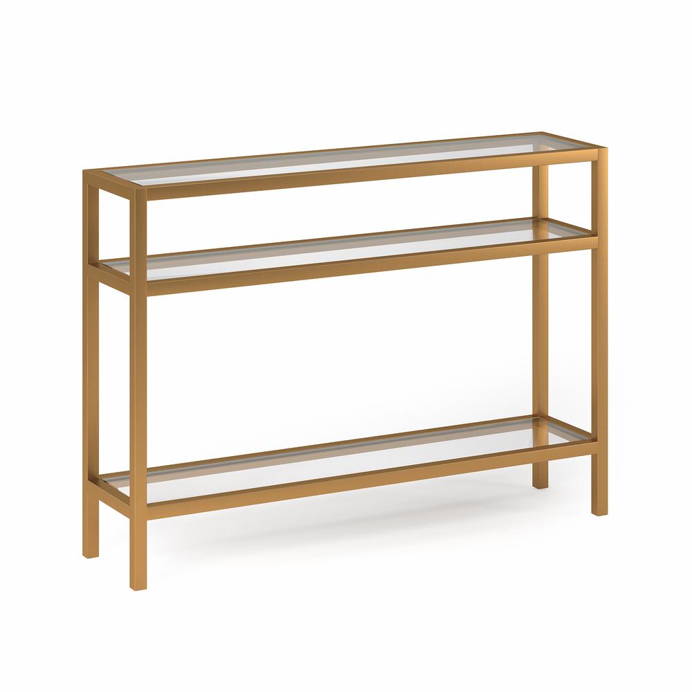 Sivil 42'' Wide Rectangular Console Table in Brass. Picture 1