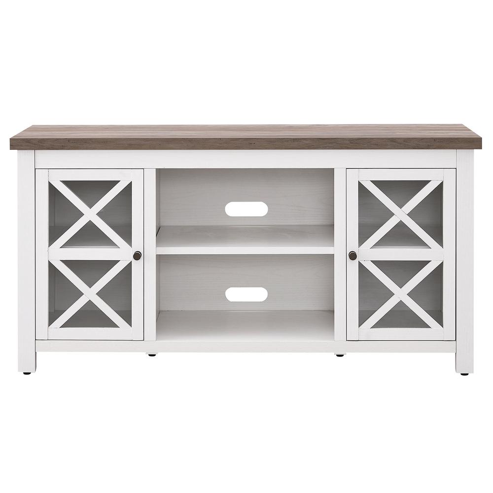 Colton Rectangular TV Stand for TV's up to 55" in White/Gray Oak. Picture 3