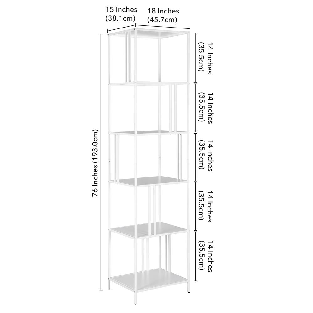 Cortland 18'' Wide Rectangular Bookcase in White. Picture 5