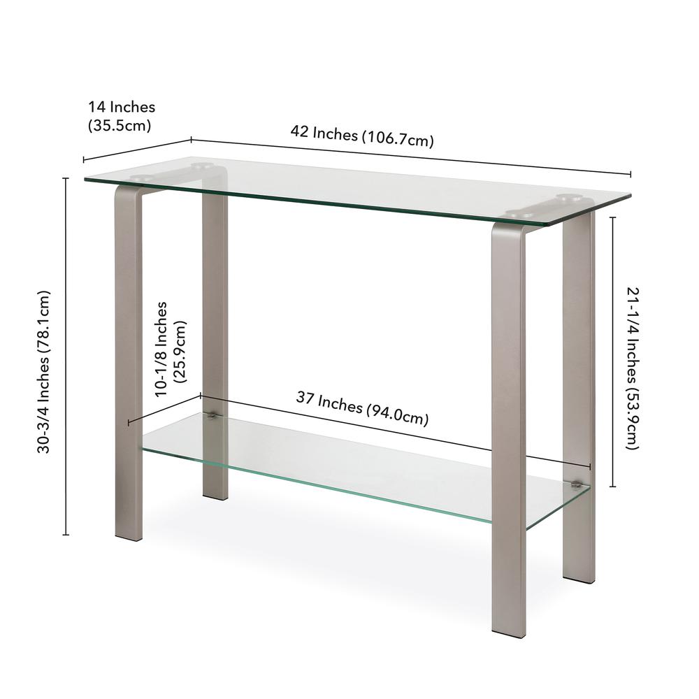 Asta 42'' Wide Rectangular Console Table in Nickel. Picture 5