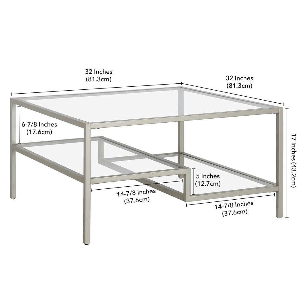 Lovett 32'' Wide Square Coffee Table in Satin Nickel. Picture 5