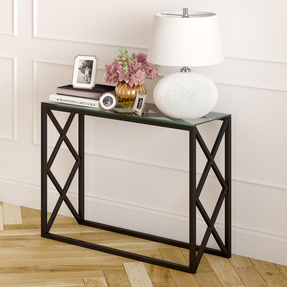 Dixon 42'' Wide Rectangular Console Table in Blackened Bronze. Picture 2