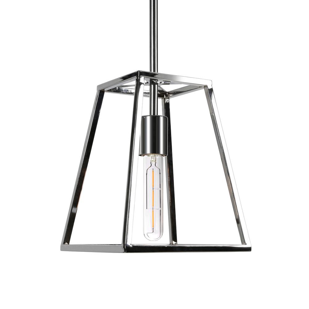 Rhom 8" Wide Open-Framed Pendant in Polished Nickel/No Shade. Picture 1