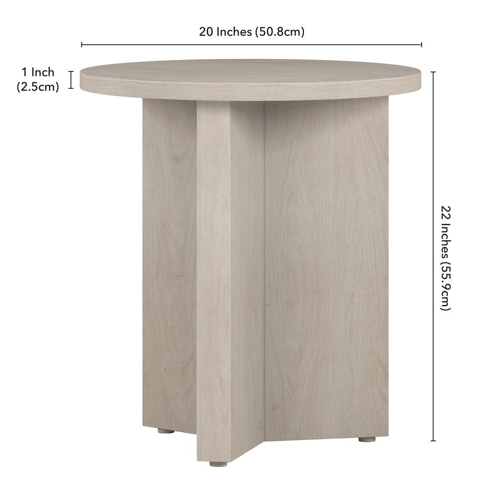 Anders 20" Wide Round Side Table in Alder White. Picture 5