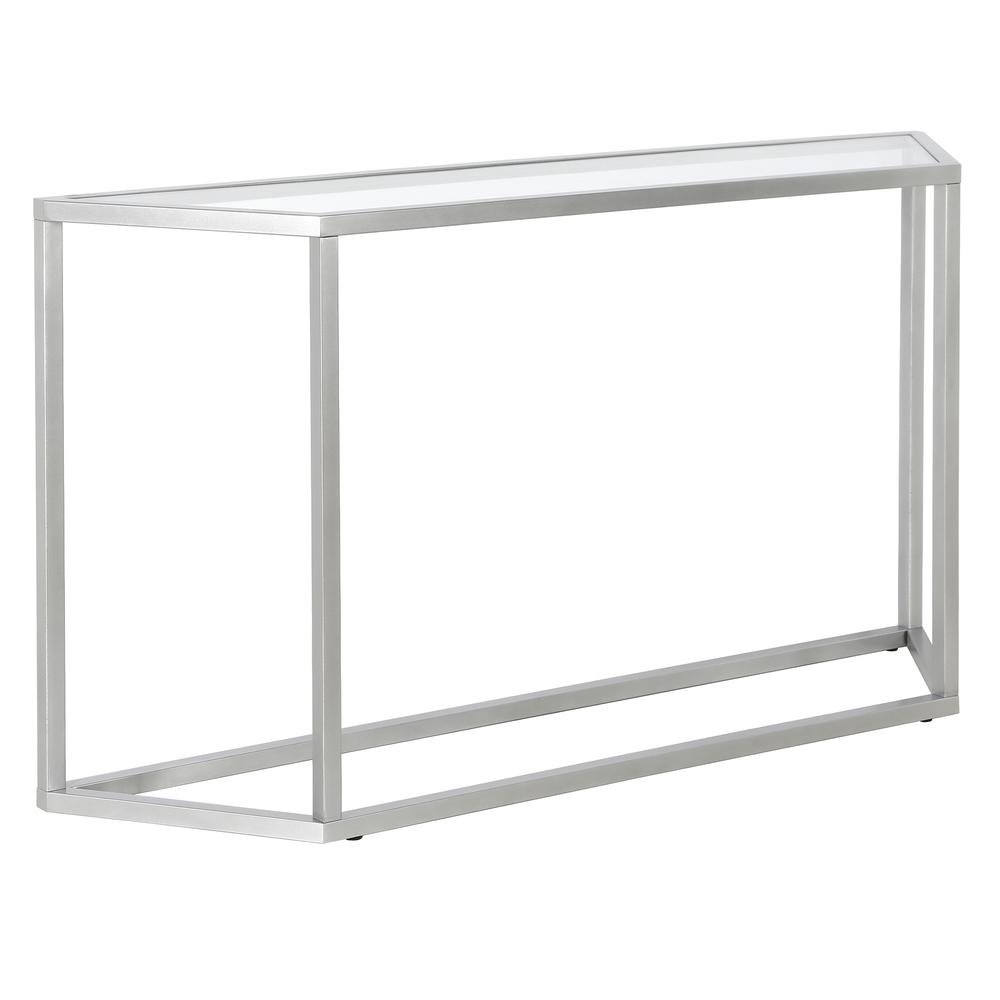 Levi 55'' Wide Trapezoid Console Table in Silver. Picture 1