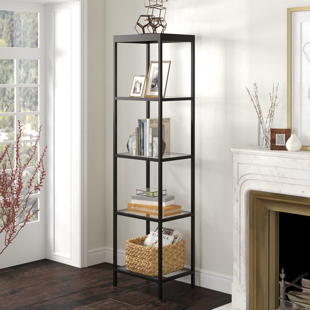 Alexis 18'' Wide Rectangular Bookcase in Blackened Bronze. Picture 2