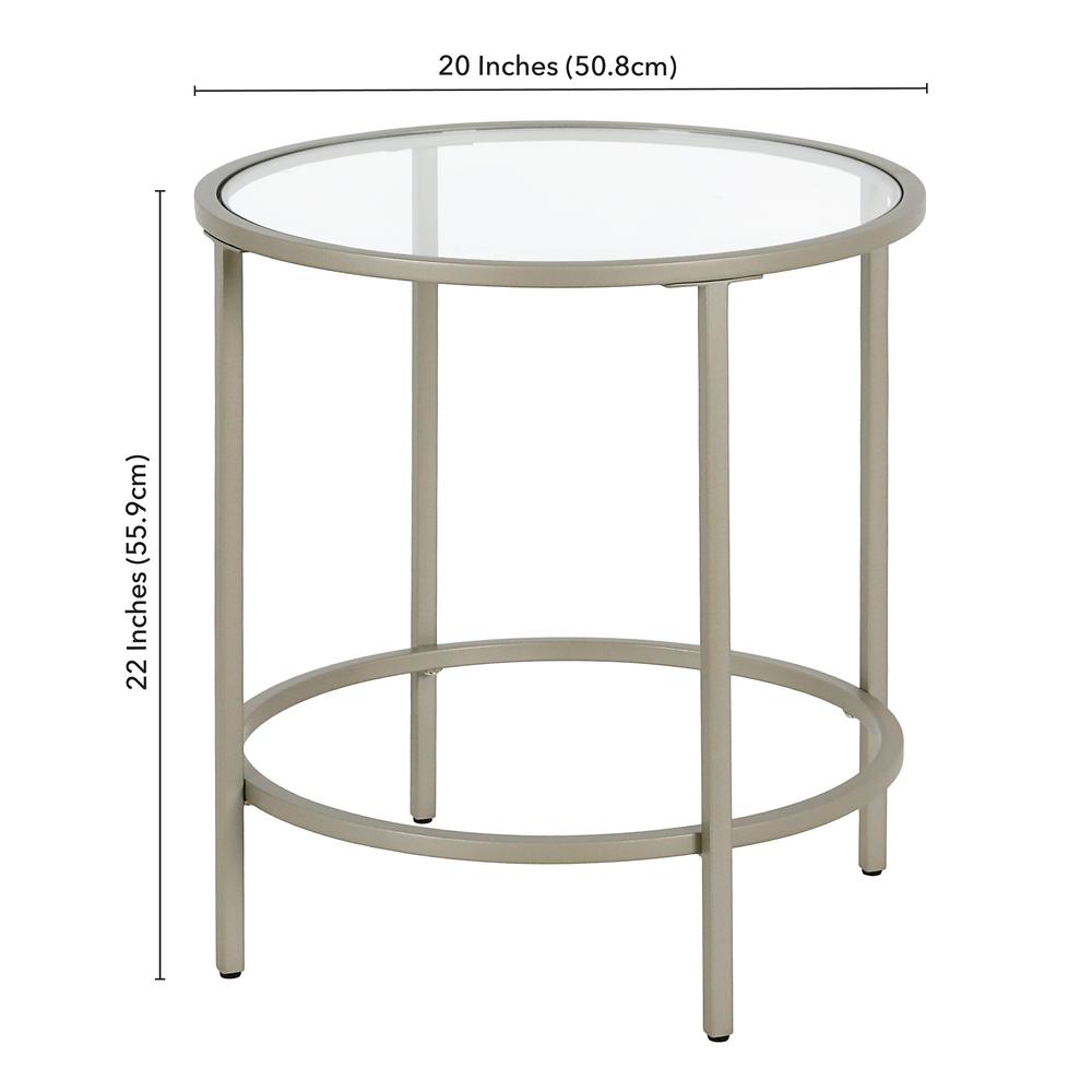 Sivil 20'' Wide Round Side Table in Satin Nickel. Picture 5