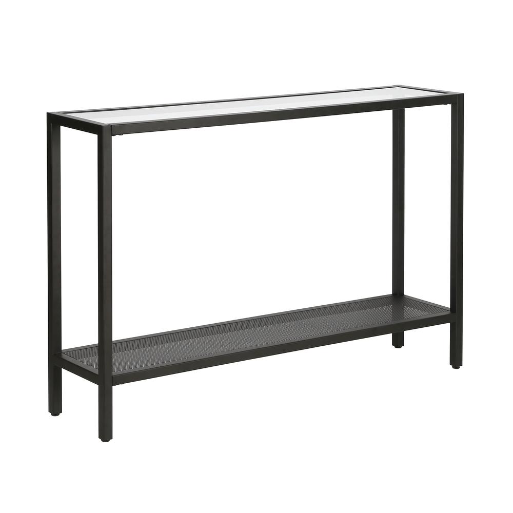 Rigan 46'' Wide Rectangular Console Table in Blackened Bronze. Picture 1