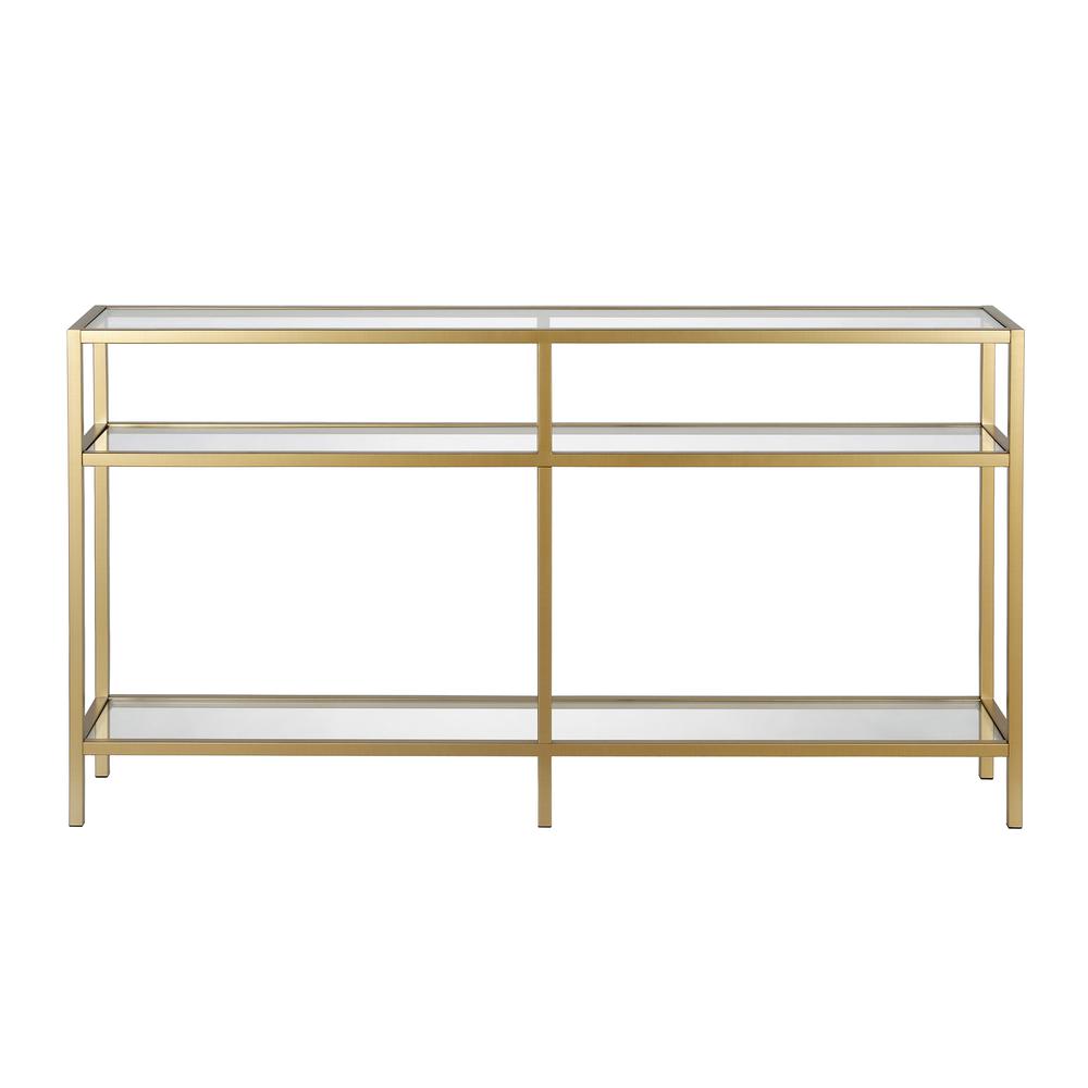 Sivil 55'' Wide Rectangular Console Table in Brass. Picture 3