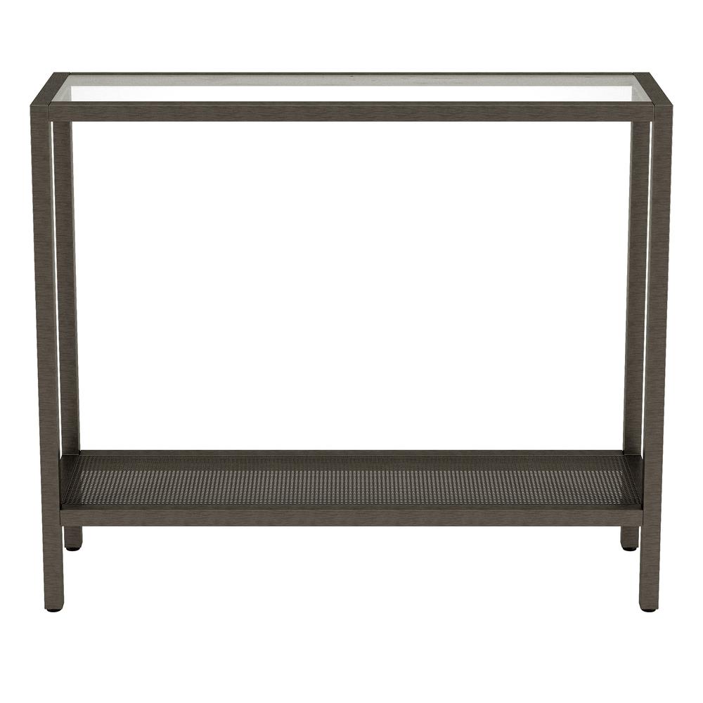 Rigan 36'' Wide Rectangular Console Table in Aged Steel. Picture 3