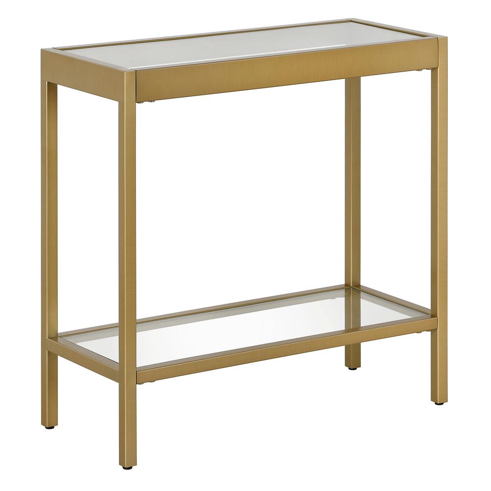 Alexis 24'' Wide Rectangular Side Table in Brass. Picture 1