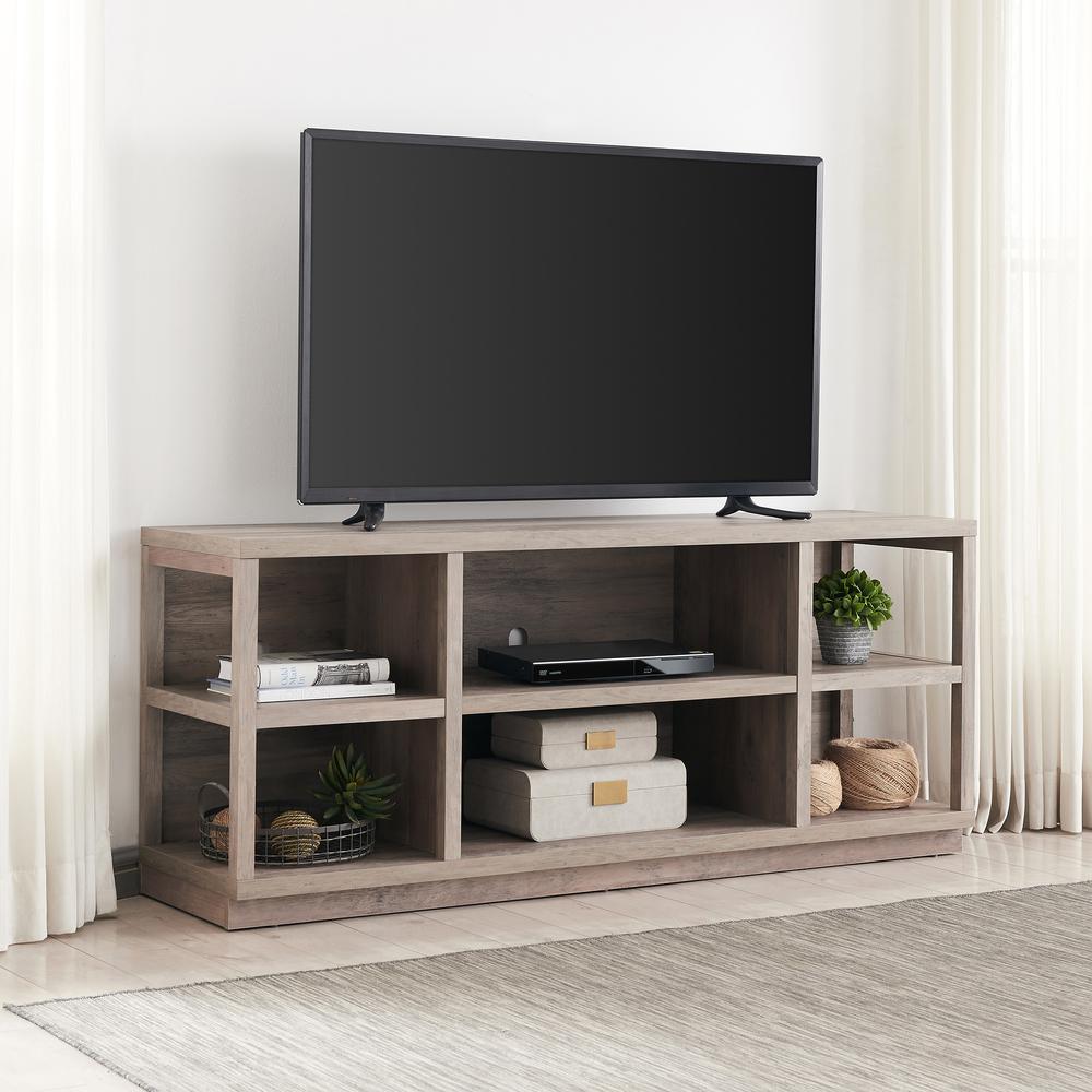 Freya Rectangular TV Stand for TV's up to 65" in Gray Oak. Picture 2