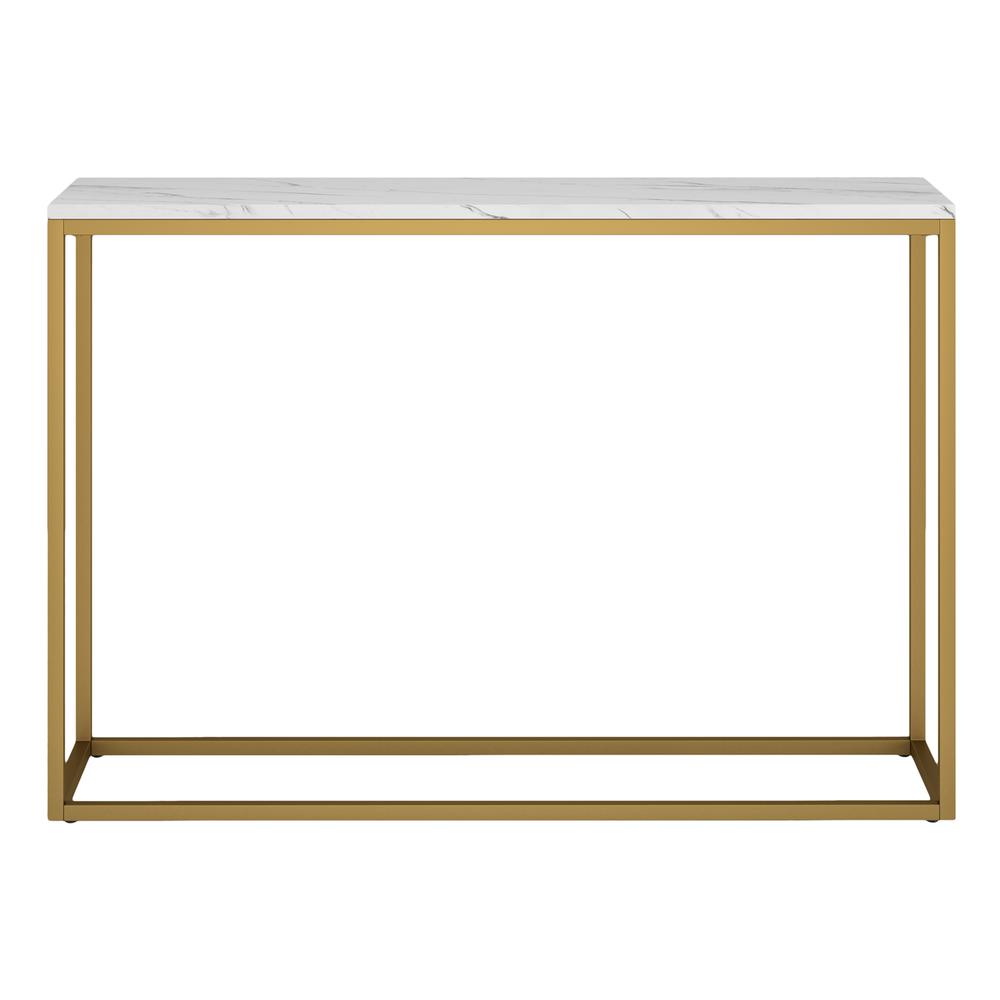 Dalbec 44" Wide Rectangular Console Table in Gold/Faux Marble. Picture 3