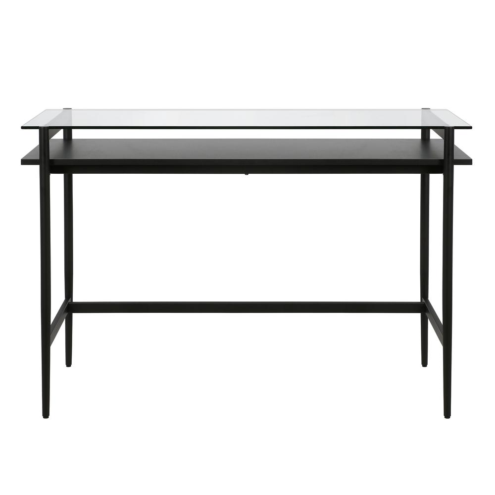 Eaton Rectangular 46'' Wide Desk with MDF Shelf in Blackened Bronze/Black Grain. Picture 3