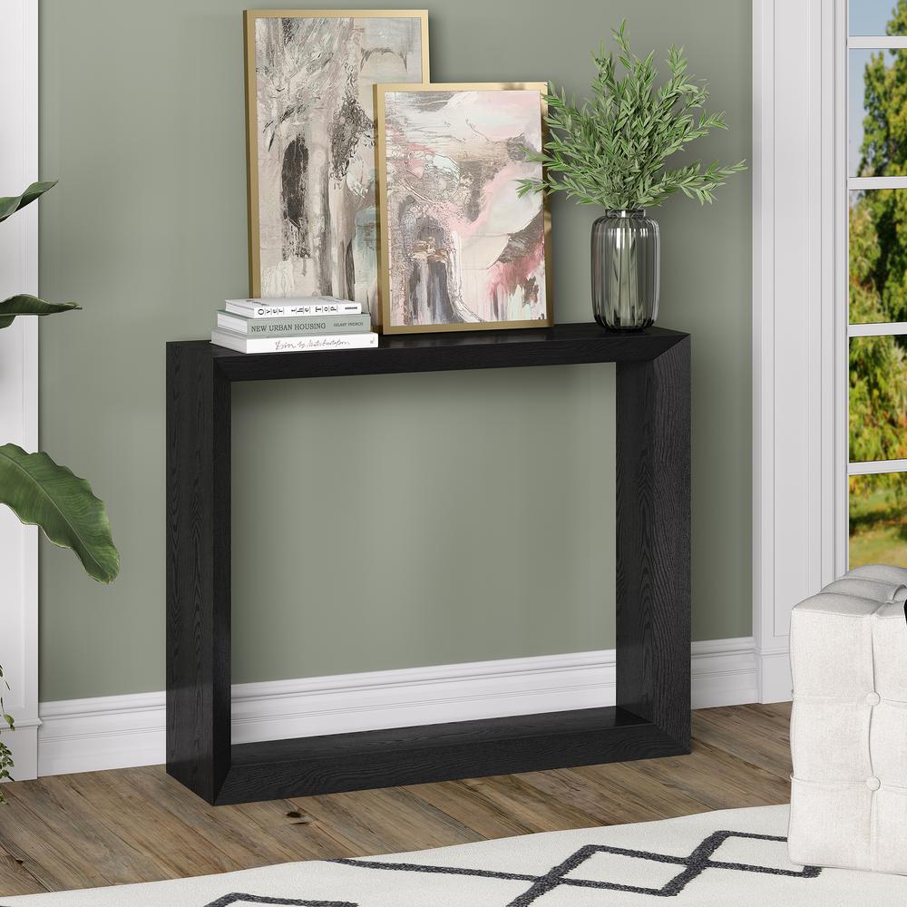 Osmond 36" Wide Rectangular Console Table in Black Grain. Picture 4