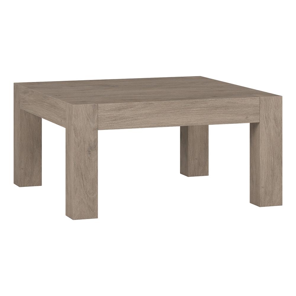 Langston 34" Wide Square Coffee Table in Antiqued Gray Oak. Picture 1