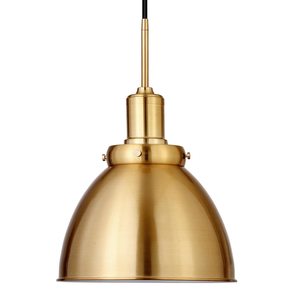 Madison 12" Wide Pendant with Metal Shade in Brass/Brass. Picture 3