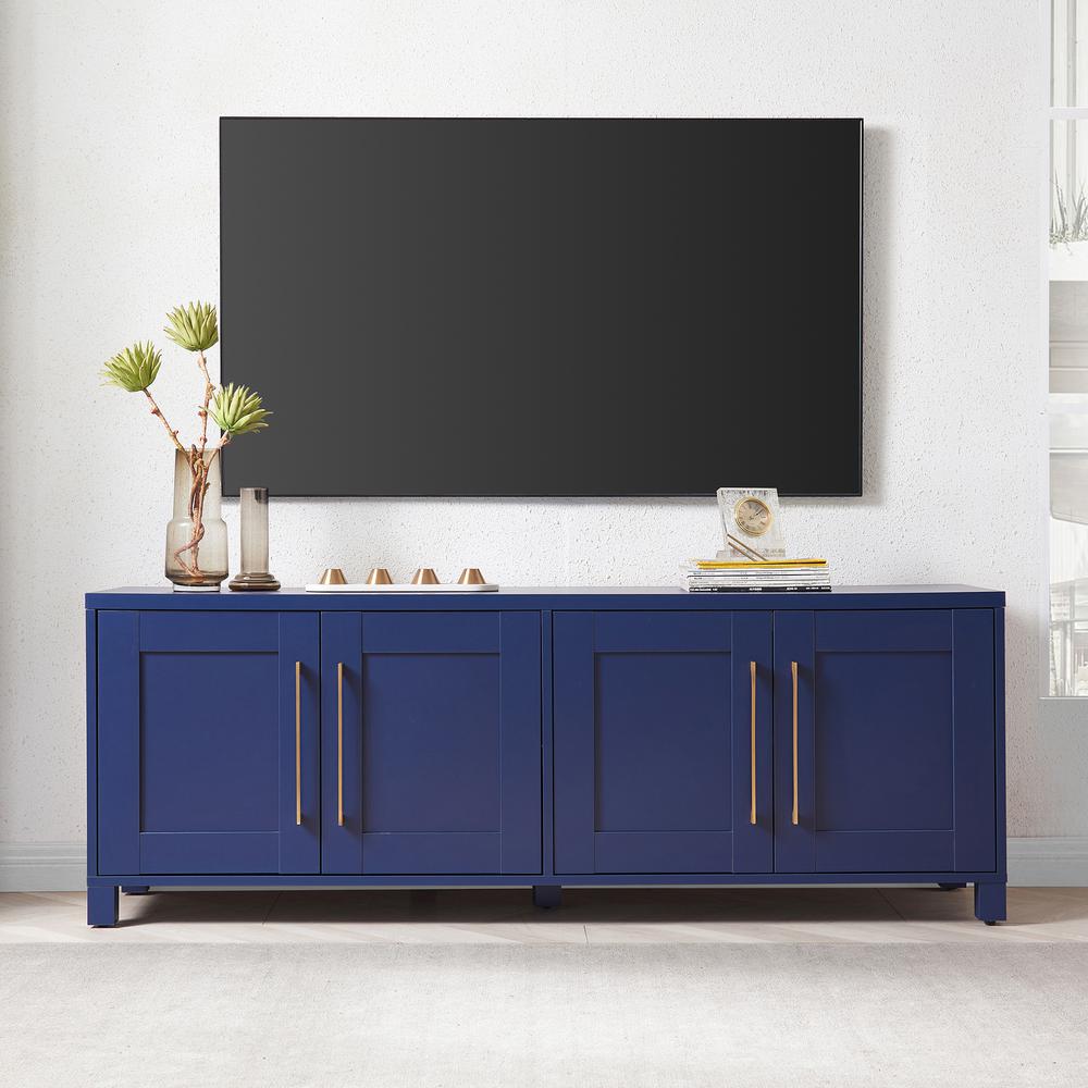 Chabot Rectangular TV Stand for TV's up to 75" in Dark Blue. Picture 2
