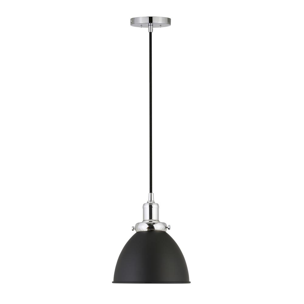 Madison 8" Wide Pendant with Metal Shade in Blackened Bronze/Polished Nickel/Blackened Bronze. Picture 3