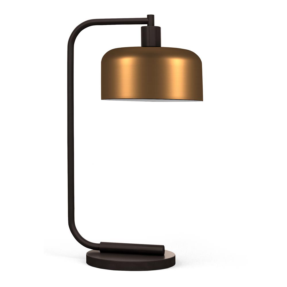 Cadmus 20.5" Tall Table Lamp with Metal Shade in Blackened Bronze/Brass/Brass. Picture 1