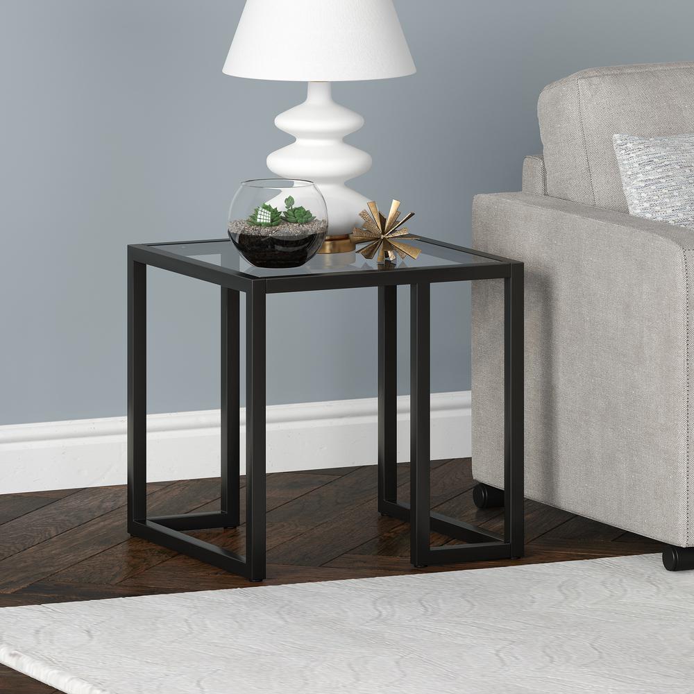 Oscar 20'' Wide Square Side Table in Blackened Bronze. Picture 2