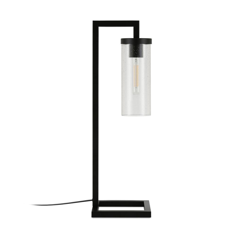 Malva 26" Tall Table Lamp with Glass Shade in Blackened Bronze/Seeded. Picture 3
