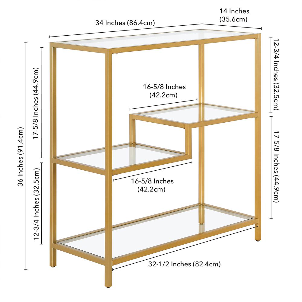 Johann 36'' Tall Rectangular Bookcase in Gold. Picture 6
