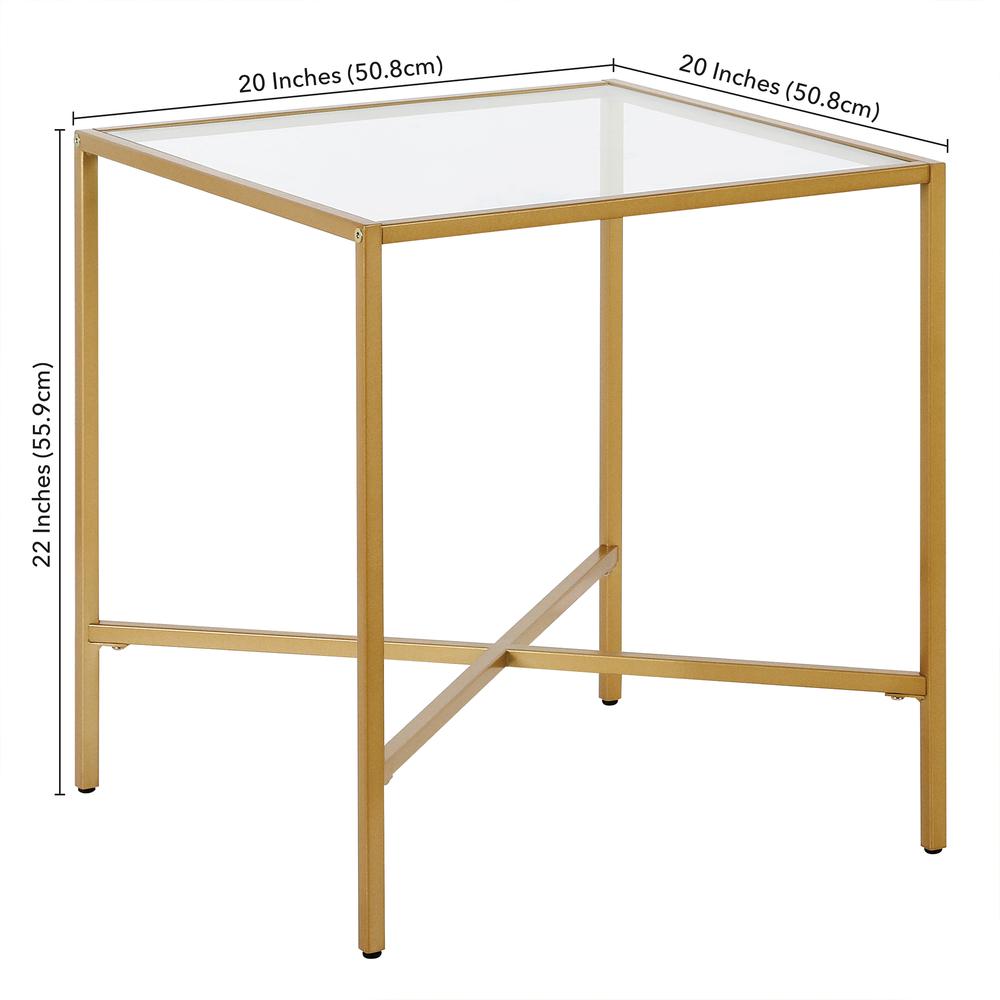 Henley 20'' Wide Square Side Table in Brass. Picture 5